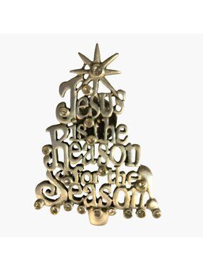 Christmas Pin Brooch Jesus Is The Reason For The Season Rhinestone
